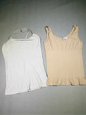 Yummie Shapewear Tank Tops L/XL 2 Pack Nude White Smoothing Camis